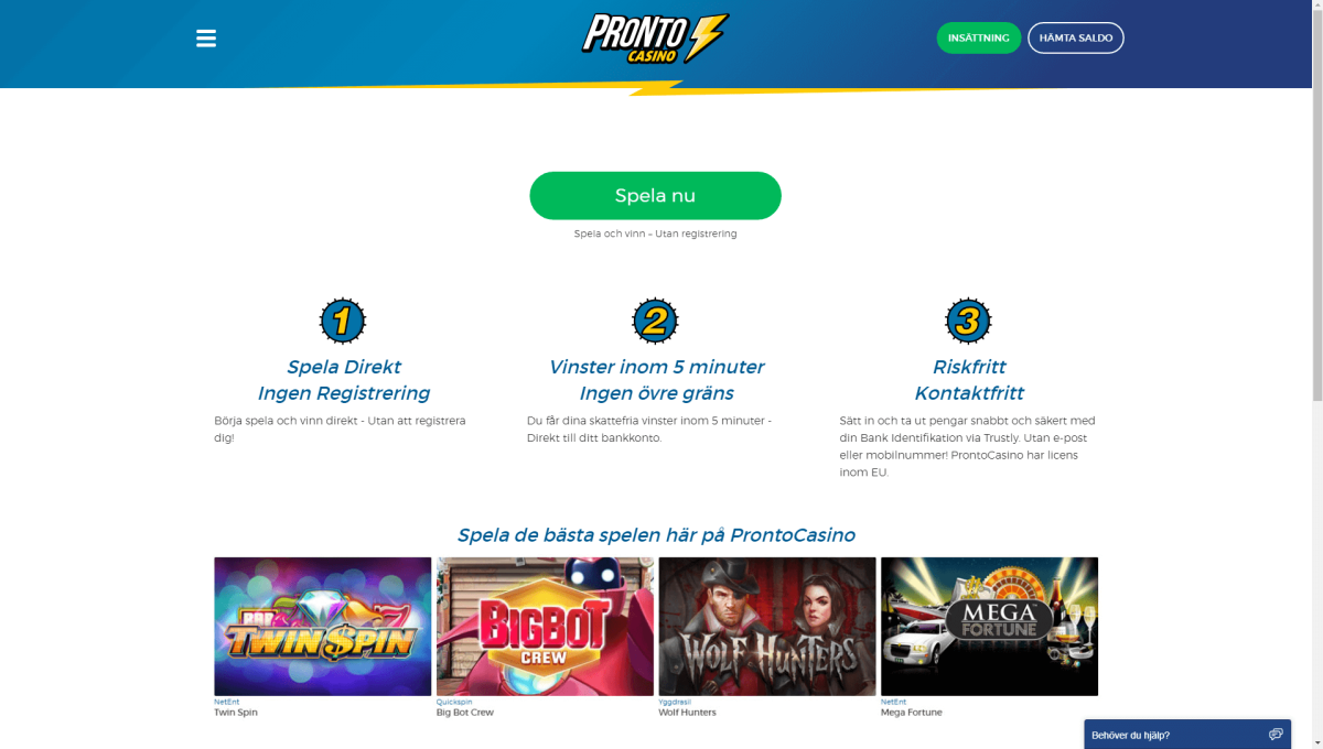 Pronto Casino har nöjda spelare
