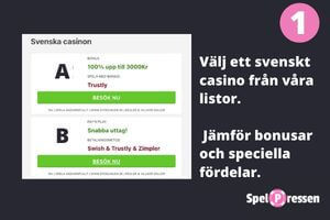 steg 1 - välj ett svenskt casino i vår lista