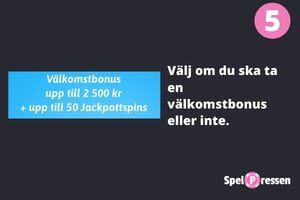 steg 5 - välj om du vill spela med ett bonuserbjudande eller inte