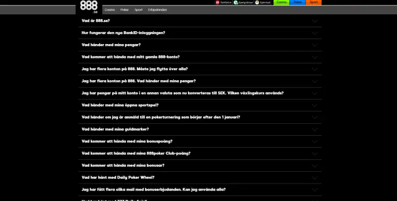 888 Casino FAQ