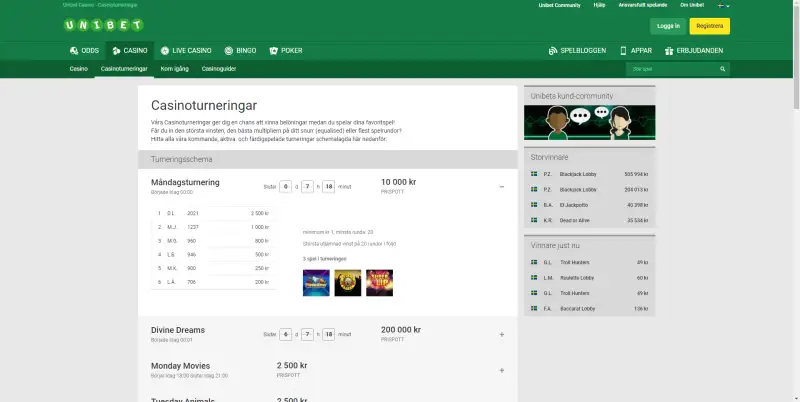 Unibet casino turneringar