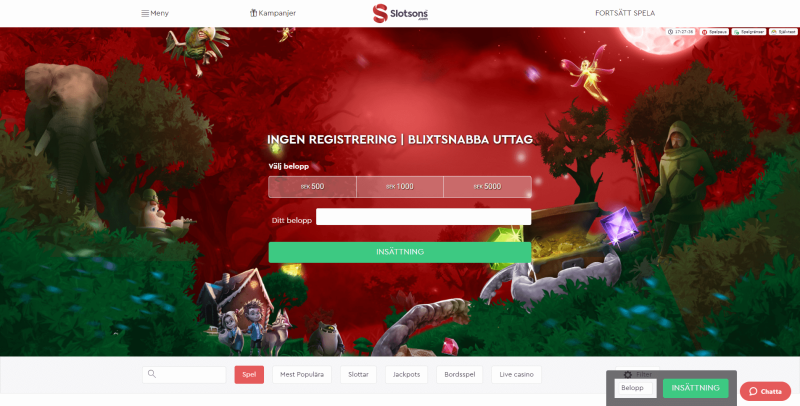 Slotsons Casino startsida