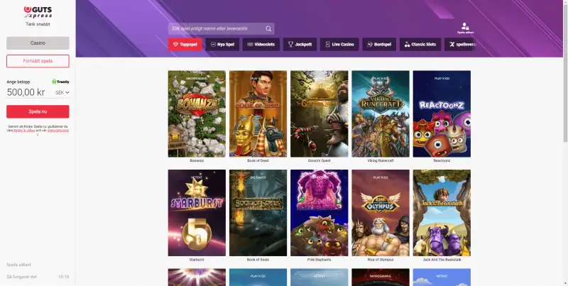 ett casino med snabba uttag