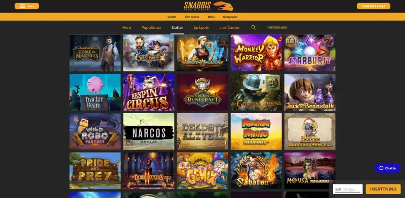 Slots och spelautomater hos Snabbis