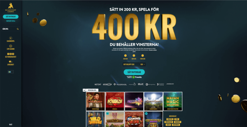 200 kr utan omsättningskrav no account casino