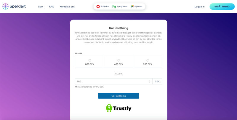 Spelklart casino med trustly