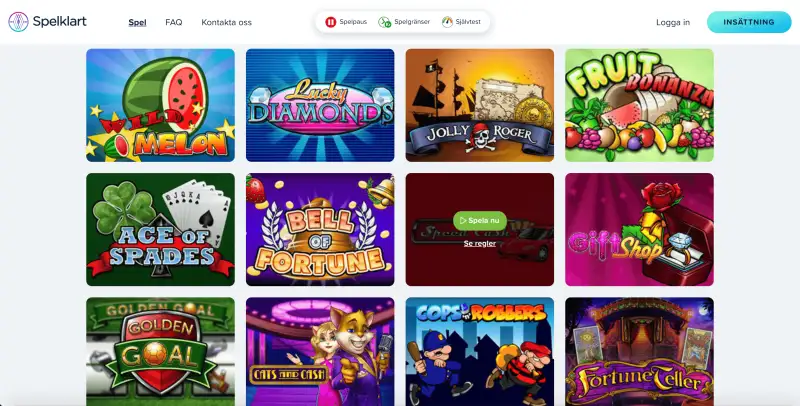 Få men bra spel på Spelklart casino
