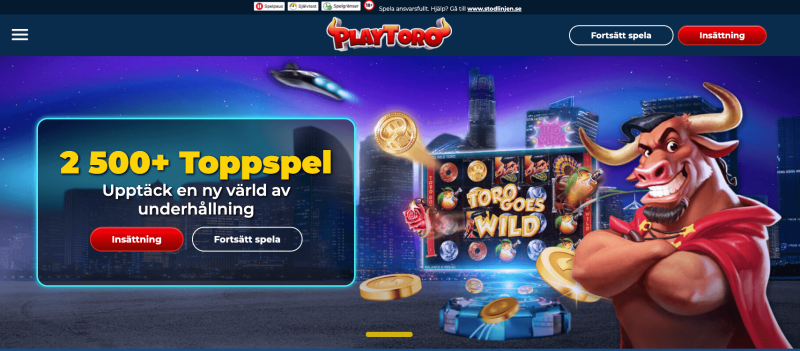 PlayToro Casino startsida