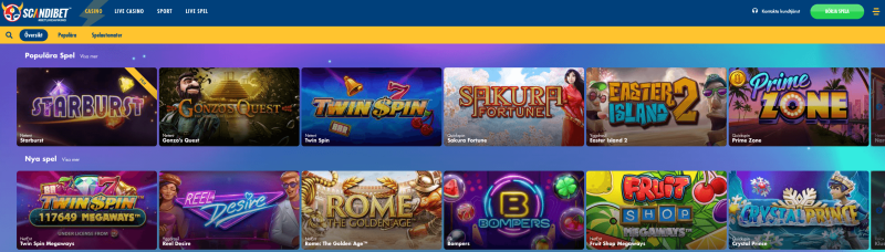 Scandibet spelutbud med slots