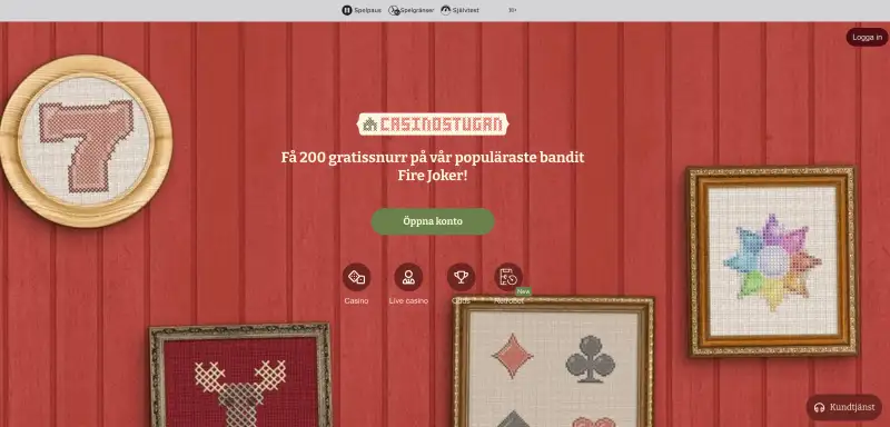 Startsidan hos Casinostugan i desktop